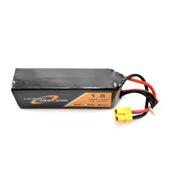 Modal Additional Images for Hobby Wireless 1800mAh 14.8v 4S 45c Lipo Battery (XT-60)