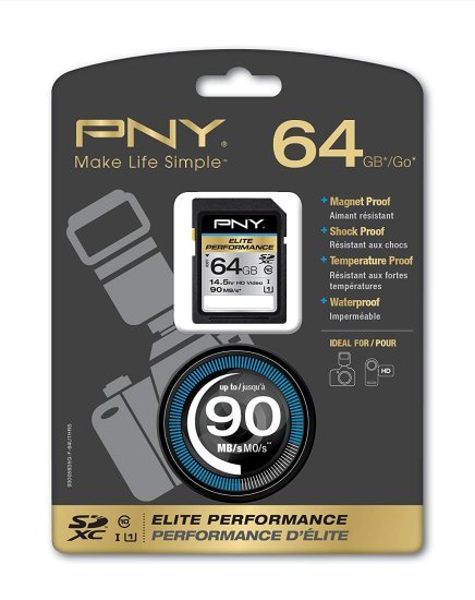 Modal Additional Images for PNY Elite Performance 64GB High Speed SDXC Class 10 UHS-I, U1 Up to 90MB/sec Flash Card - P-SDX64U1H-GE