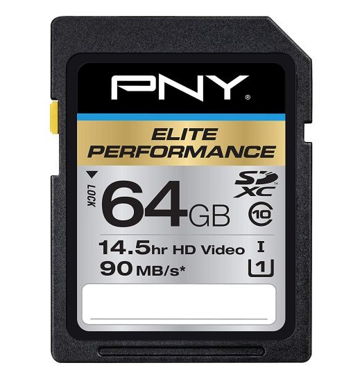 (image for) PNY Elite Performance 64GB High Speed SDXC Class 10 UHS-I, U1 Up to 90MB/sec Flash Card - P-SDX64U1H-GE