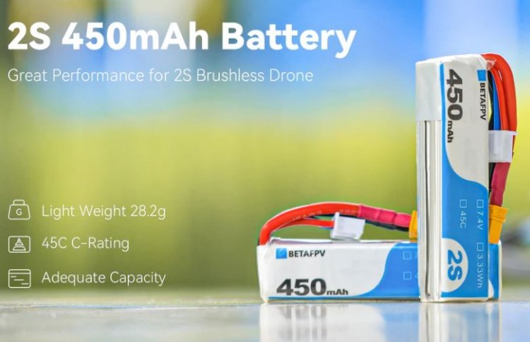BETAFPV 450mAh 2S 45C Lipo Battery XT30 (2PCS) - Click Image to Close