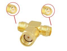 RP-SMA Male to RP- SMA Female T 3-way Splitter Adapter (image for) RP-SMA Male to RP- SMA Female T 3-way Splitter Adapter