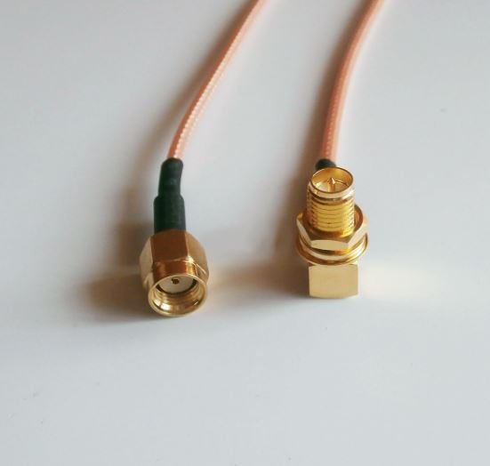 (image for) 12" Feet Extension Cable RP-SMA Right Angle 90° male to RP-SMA female Bulkhead